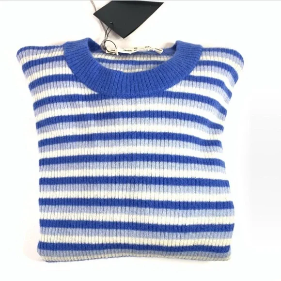 Blue and White Striped Men's Sweater - Picture 5 of 7
